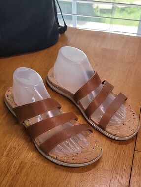 Merrell Women's Three-Strap Brown Slide Sandals